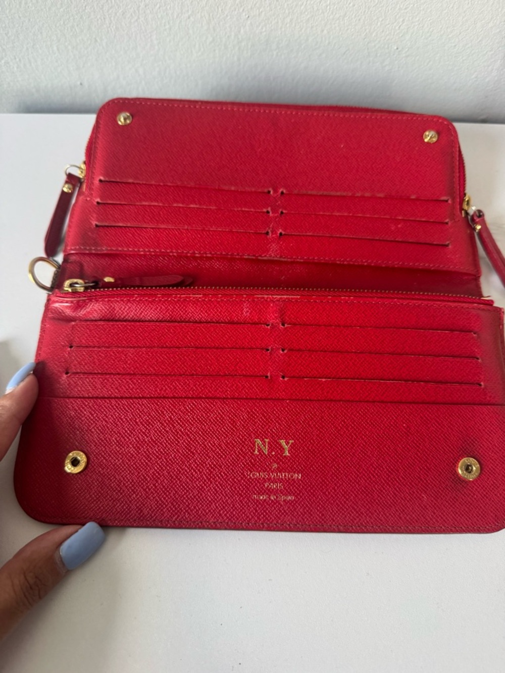 Louis Vuitton Red Leather Wallet with Gold Hardware - Picture 6 of 9